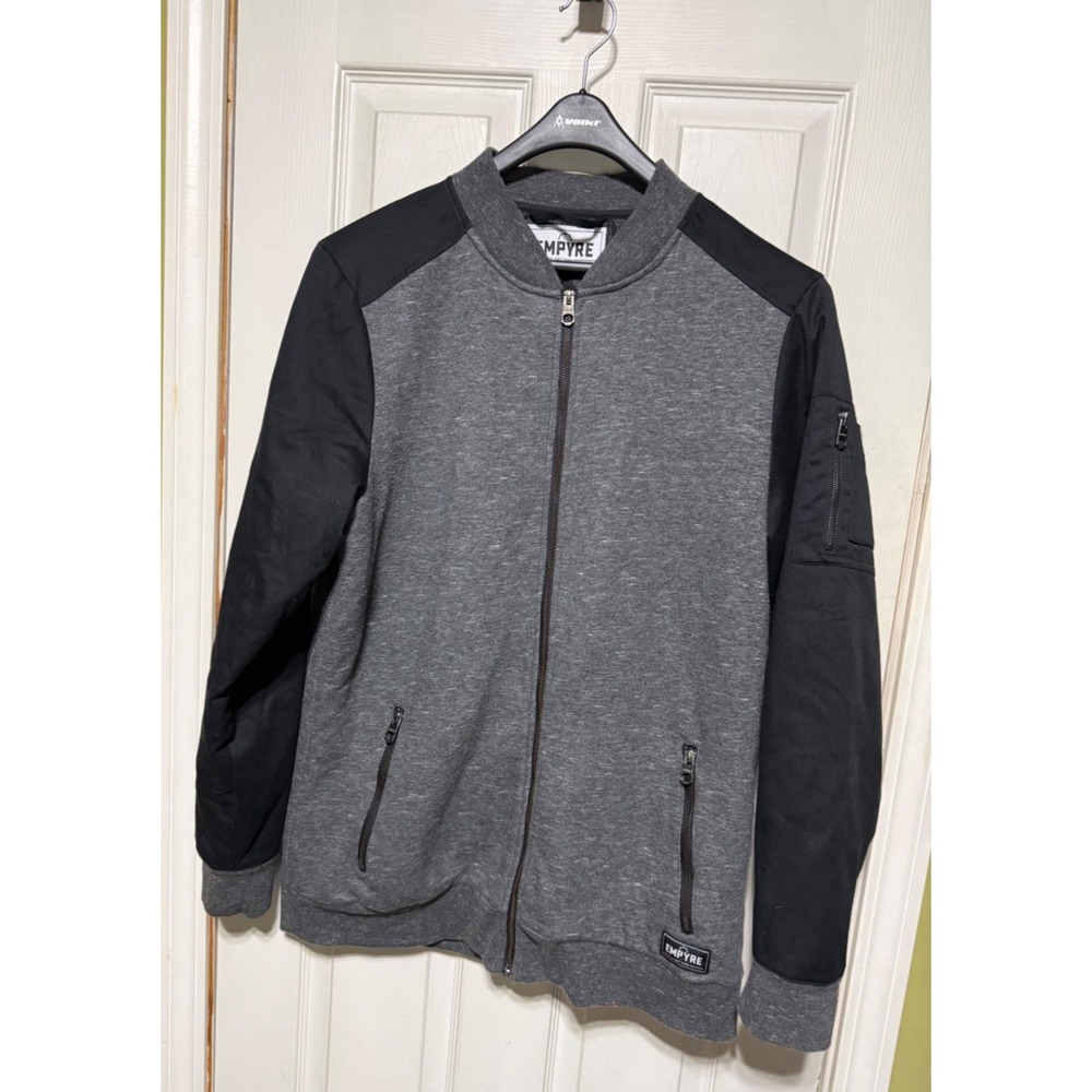 Empyre Bomber Jacket Men's XL Gray Black Colorblock Zip Streetwear